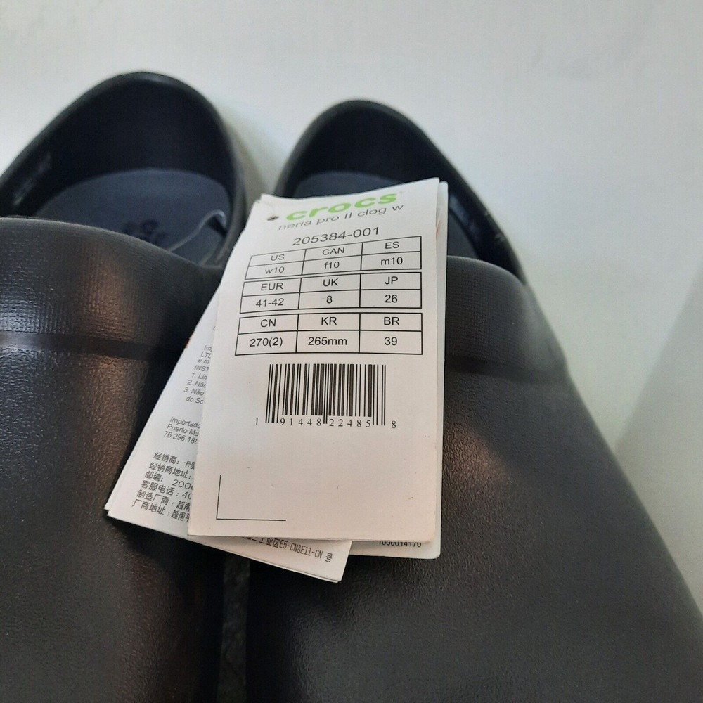 NWT Crocs Neria Pro II Clog | Slip Resistant Work Shoes Black Women's Size 10 - Picture 3 of 9